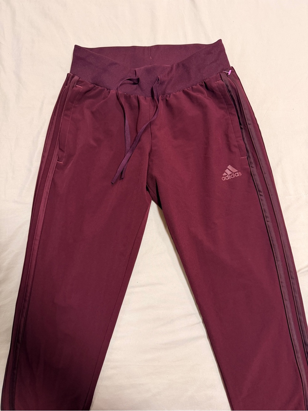 adidas Burgundy Joggers with Drawstring Waist